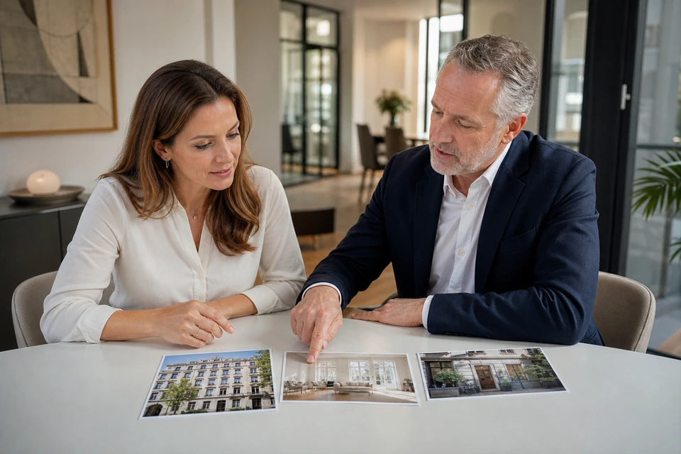 Symbolischer Austausch über unterschiedliche Berliner Immobilien